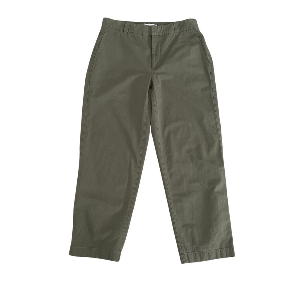 Vince women's Olive color Mid Rise Washed Cotton Crop chino Pant size 8